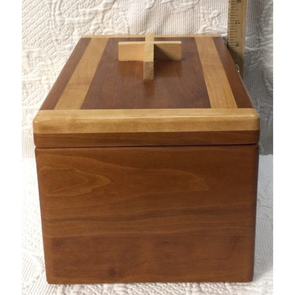 Handmade Wood Cremation Urn Study Made In USA Solid Wood Brass Hardware Adult